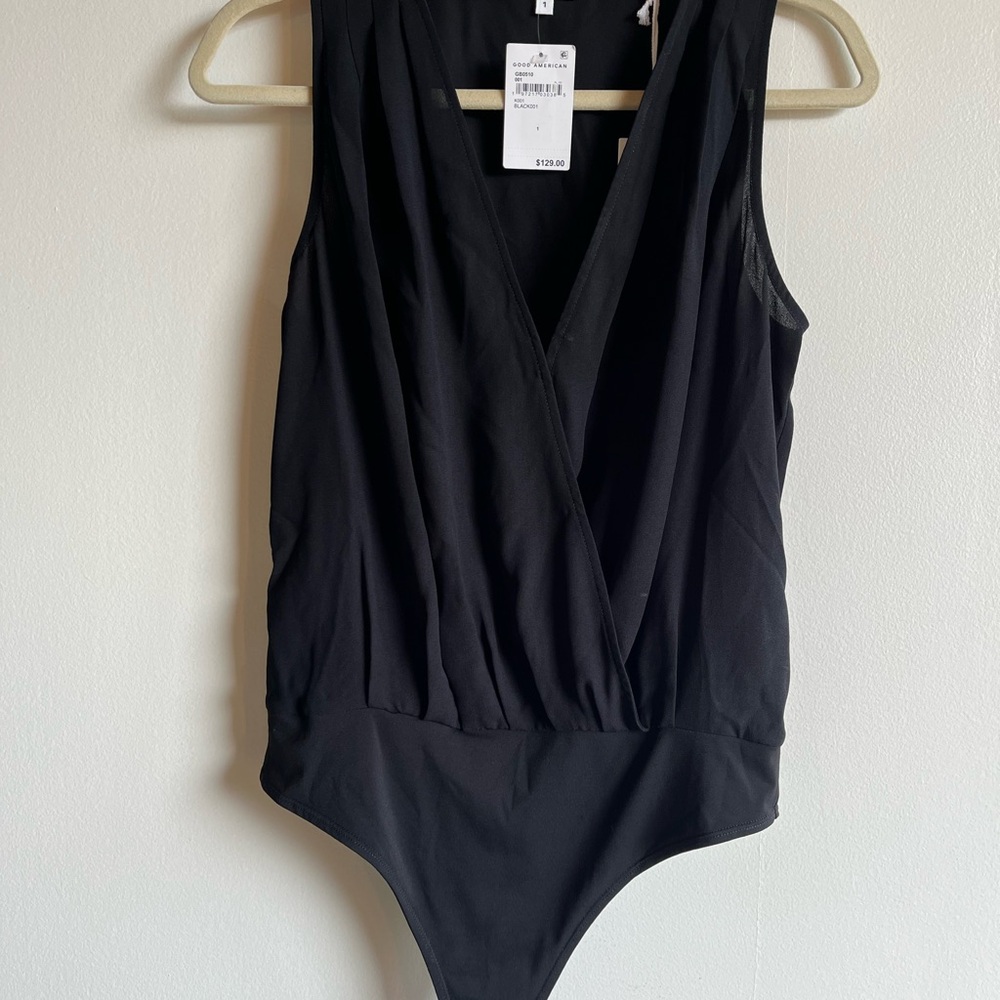 Good American Elegant Black Bodysuit NWT Size 1 medium